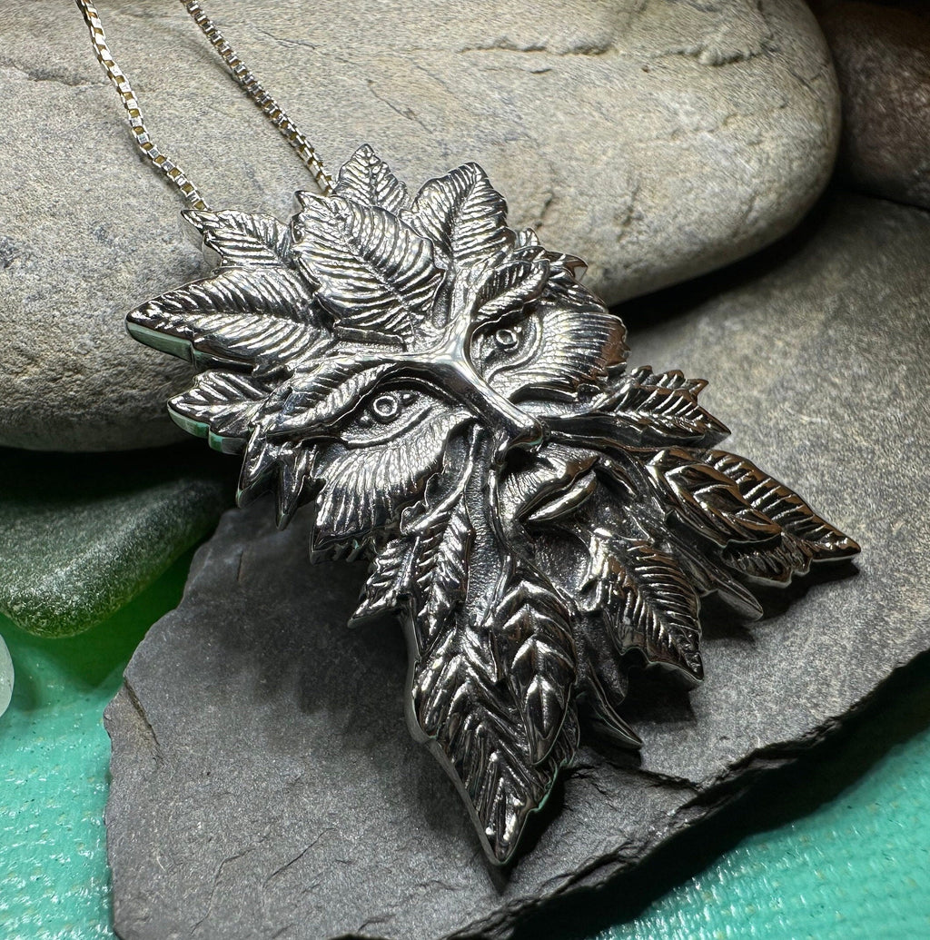 Montgeon Green Man Necklace in Sterling Silver