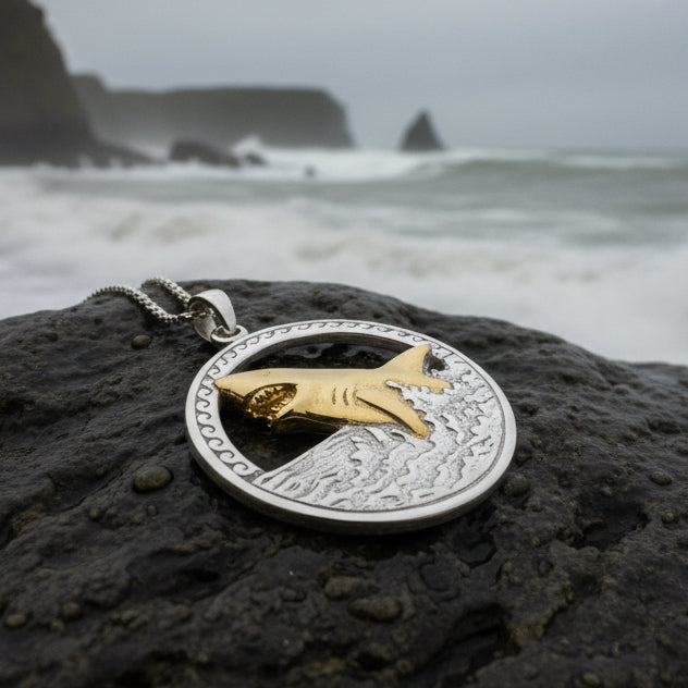 Great White Shark Necklace in Sterling Silver