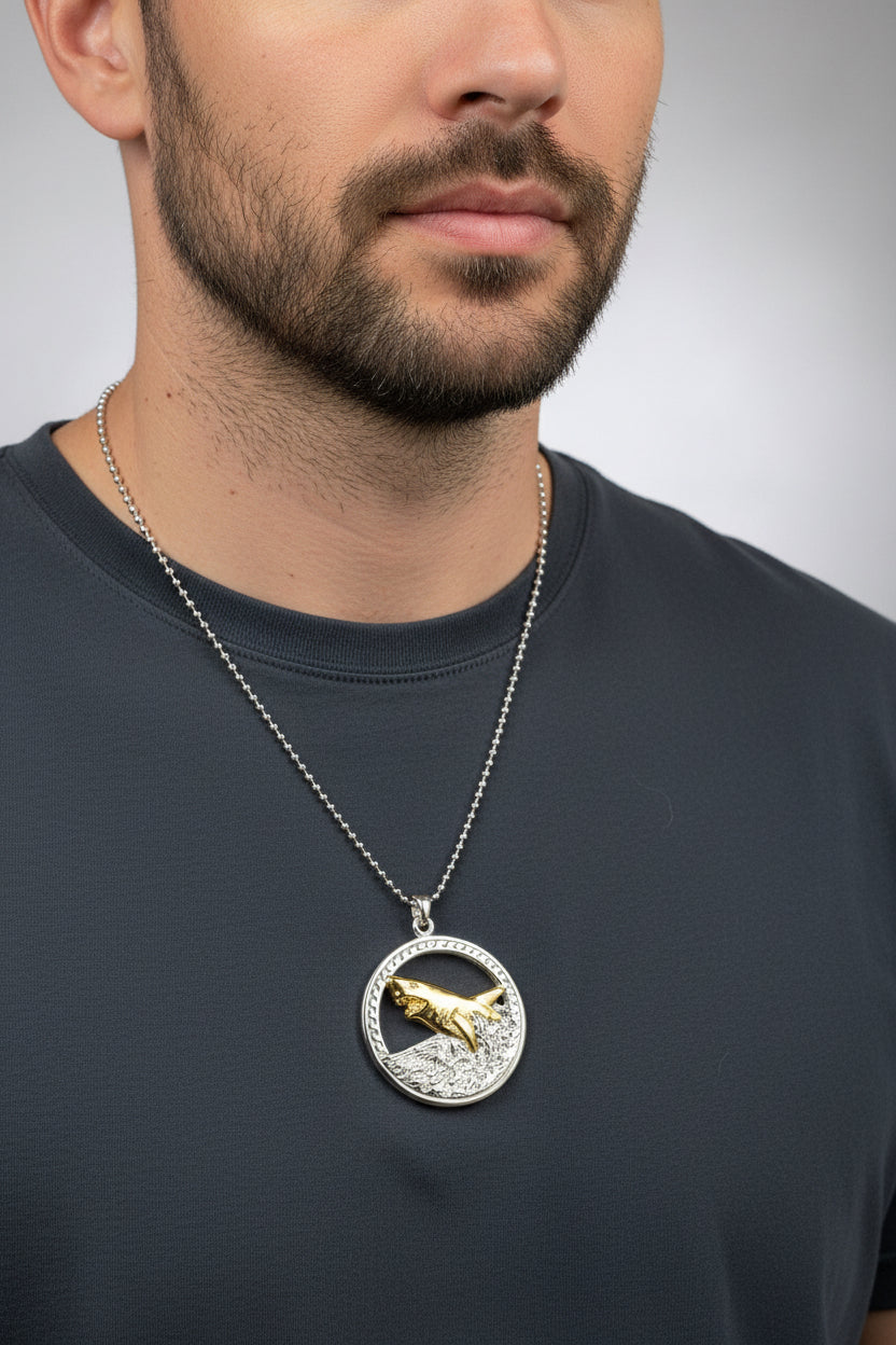 Great White Shark Necklace in Sterling Silver