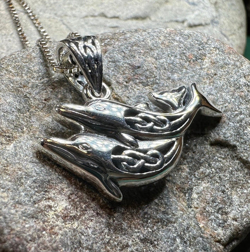 Always Together Celtic Dolphin Necklace in Sterling Silver