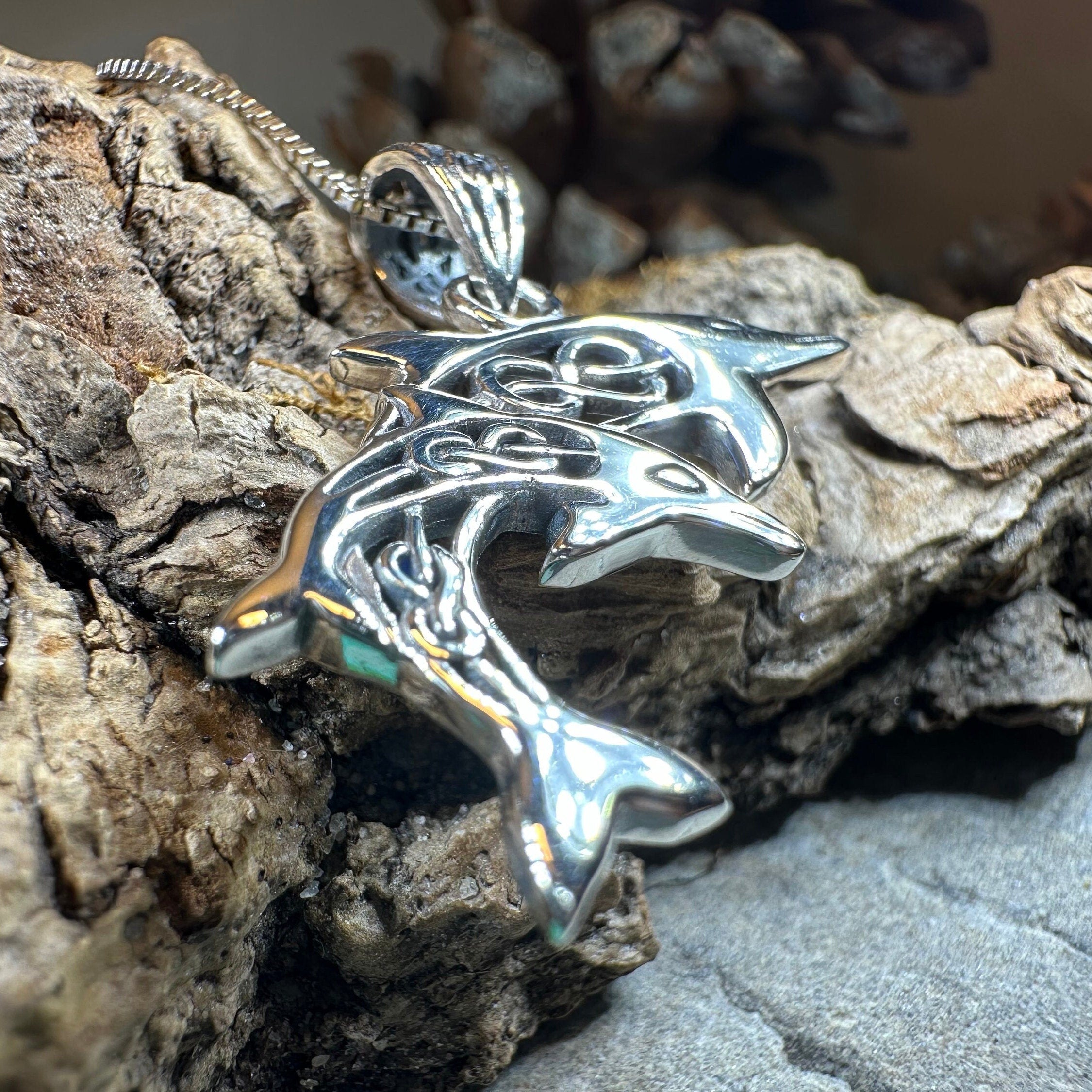 Unity Celtic Dolphin Necklace in Sterling Silver