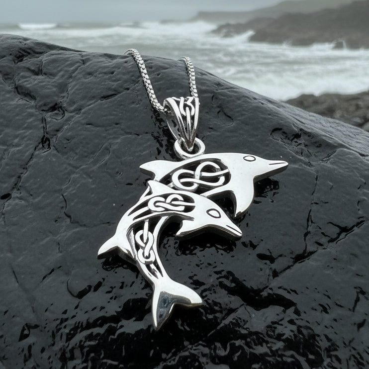 Unity Celtic Dolphin Necklace in Sterling Silver