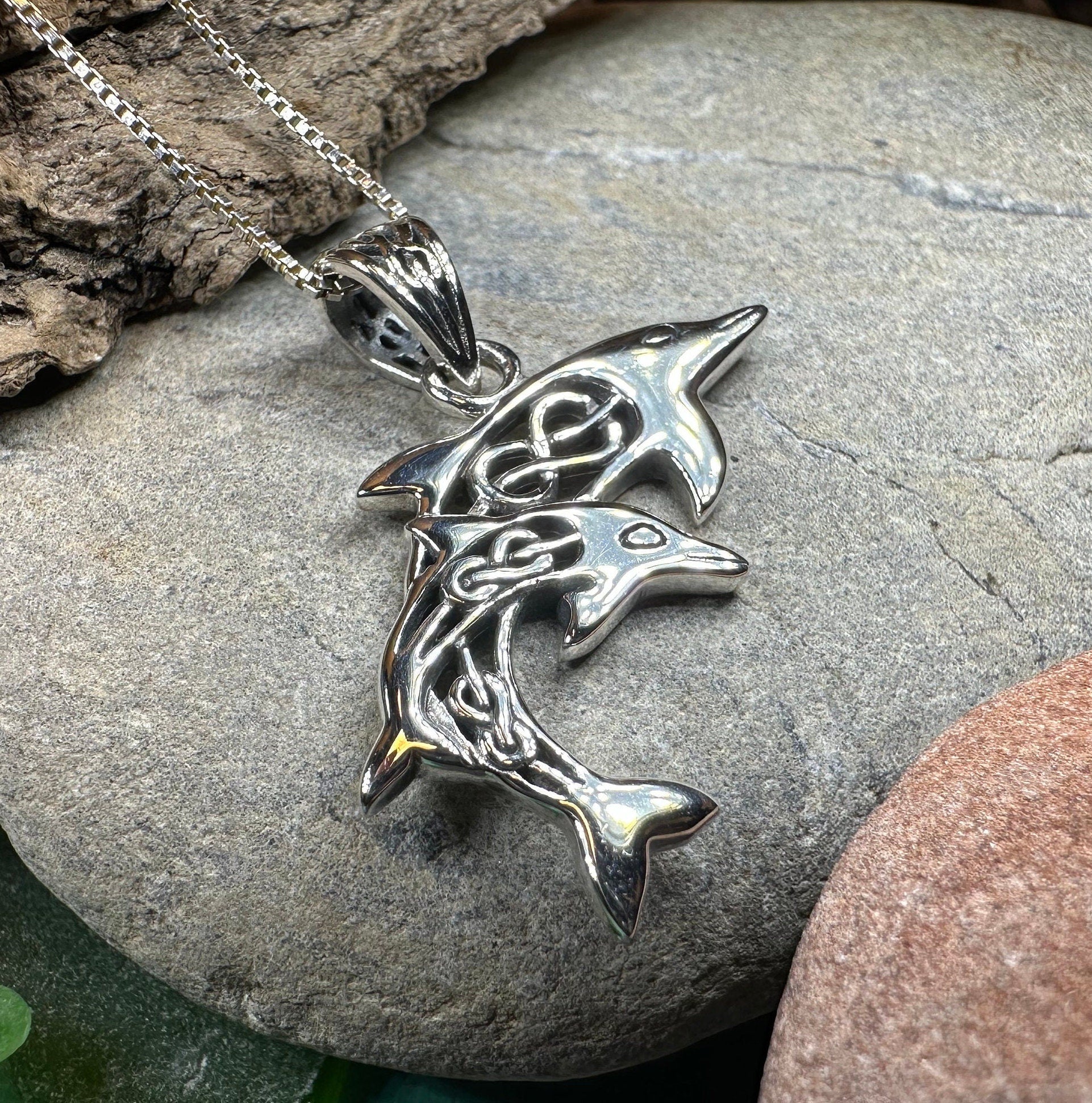 Unity Celtic Dolphin Necklace in Sterling Silver