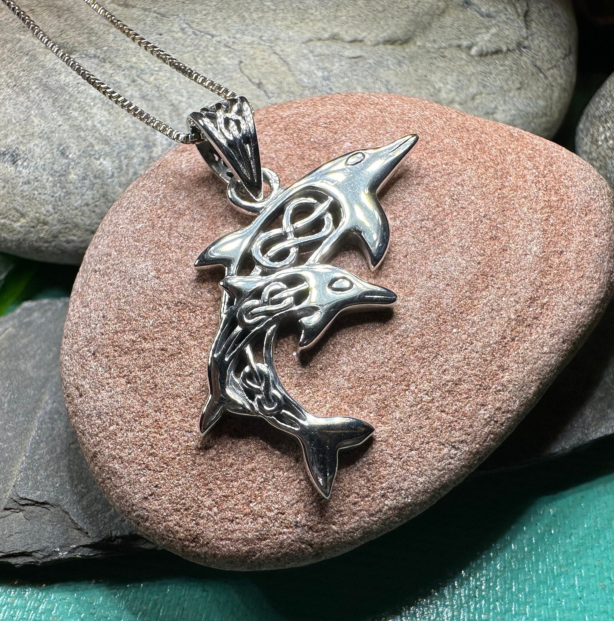 Unity Celtic Dolphin Necklace in Sterling Silver