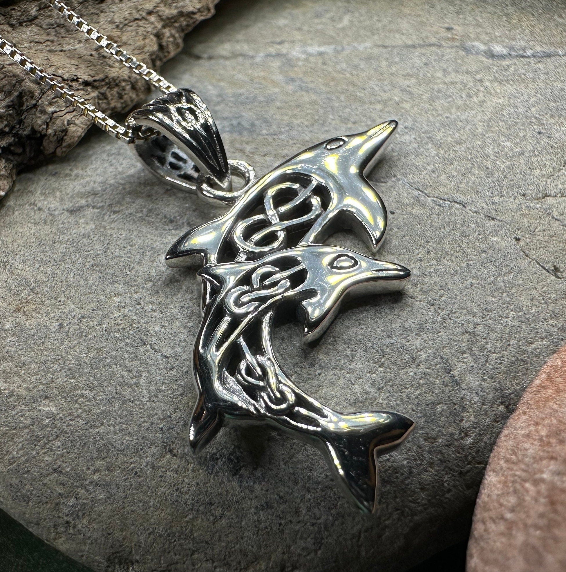 Unity Celtic Dolphin Necklace in Sterling Silver