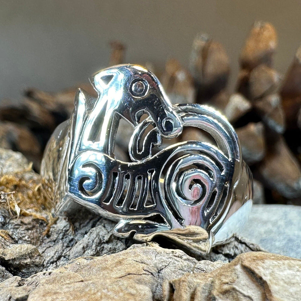 Pictish Lore Celtic Dragon Ring in Sterling Silver