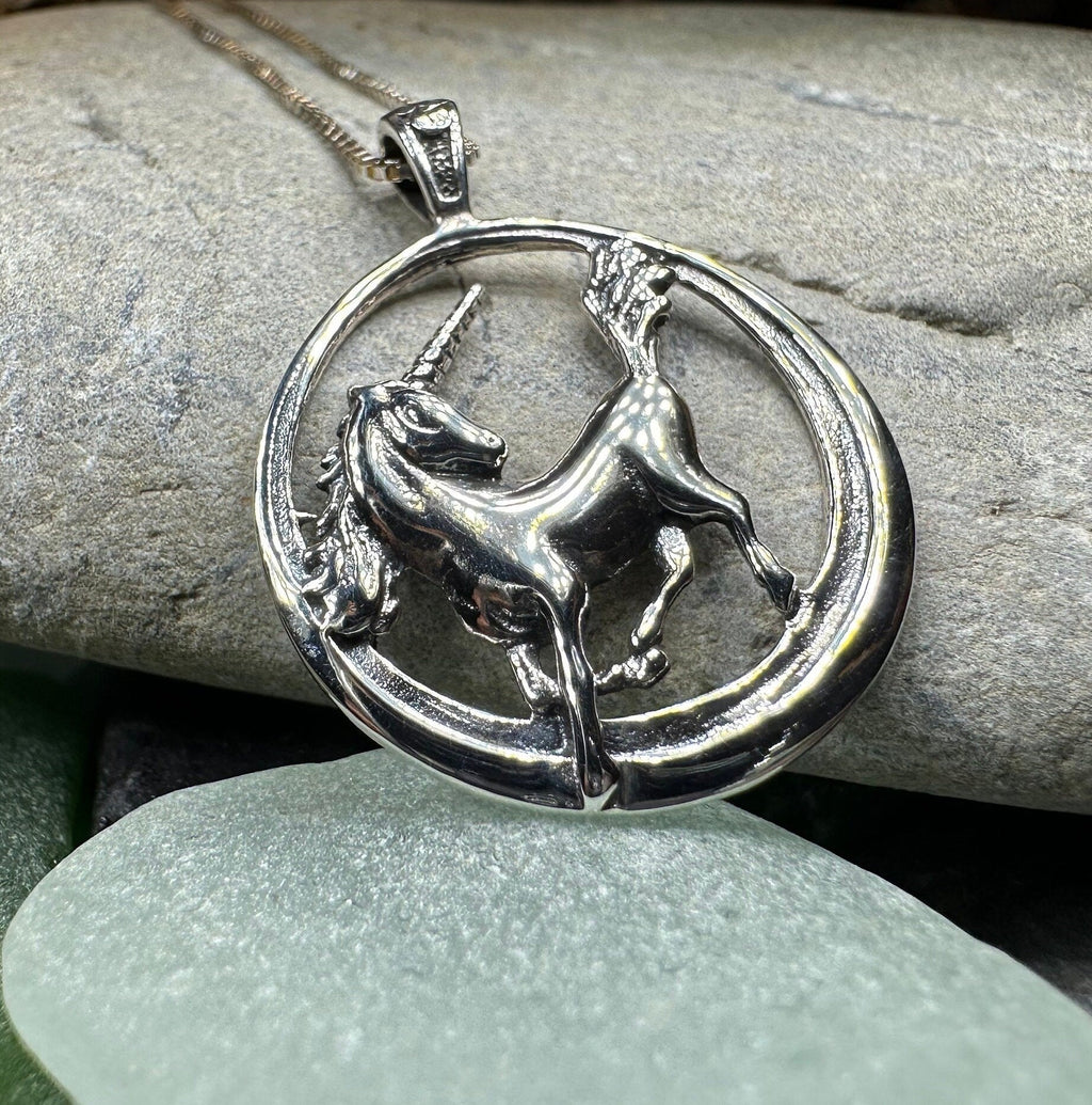 Prancing Unicorn Necklace in Sterling Silver