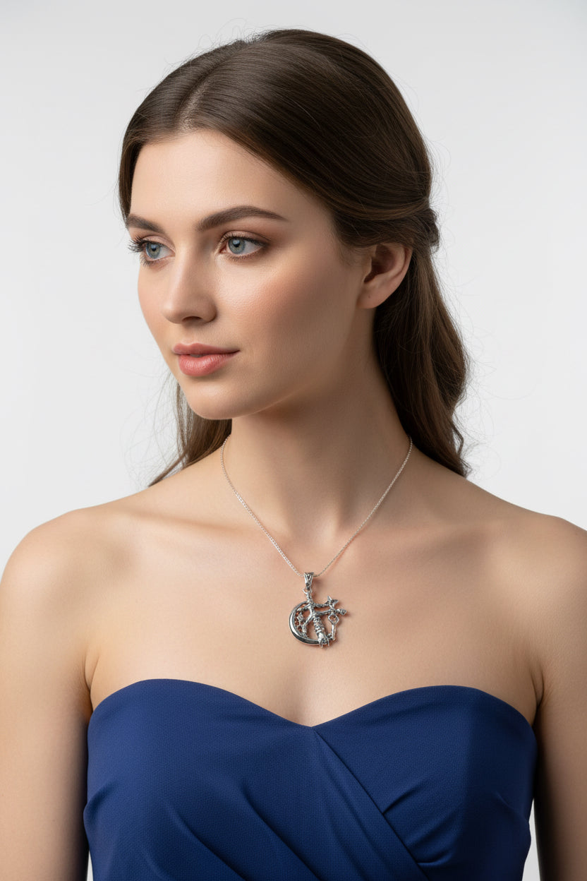 Crescent Moon Italian Cimaruta Pendant