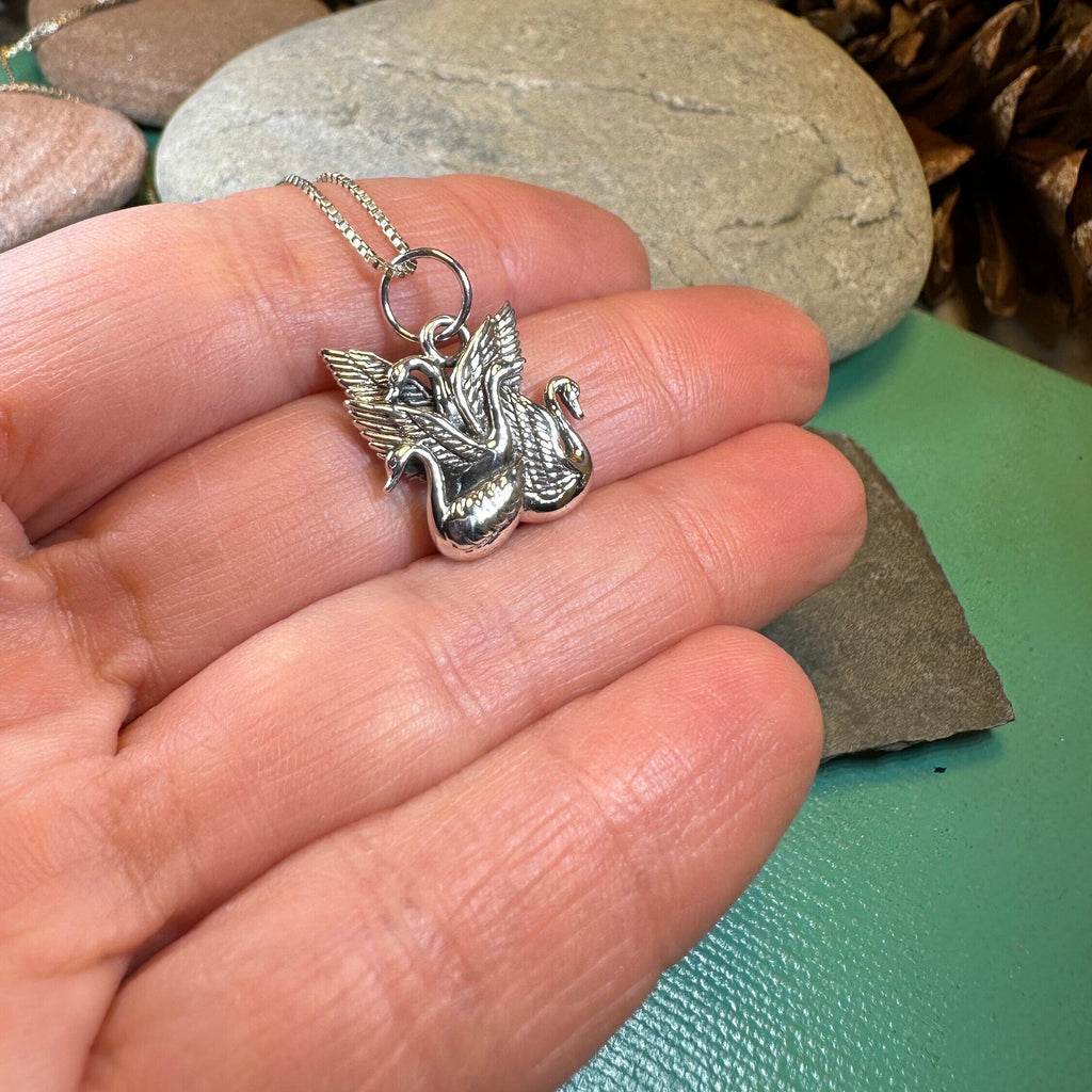 Irish Children of Lir Swan Necklace in Sterling Silver