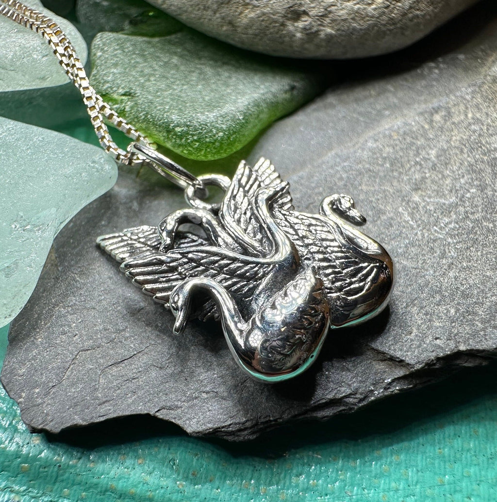 Irish Children of Lir Swan Necklace in Sterling Silver