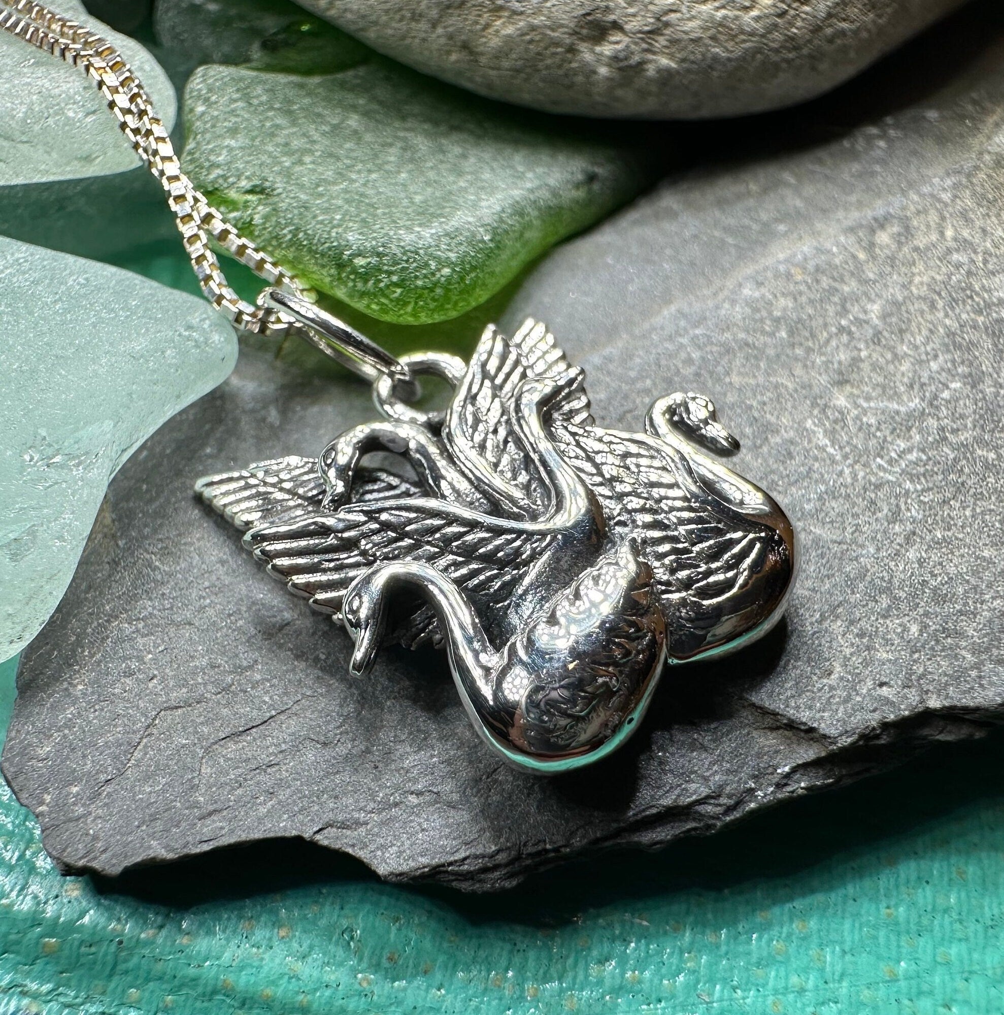 Irish Children of Lir Swan Necklace in Sterling Silver