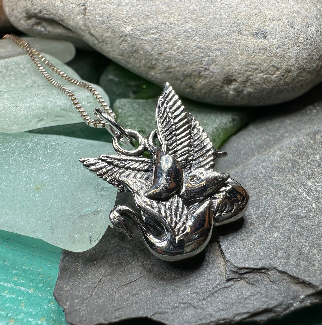 Irish Children of Lir Swan Necklace in Sterling Silver