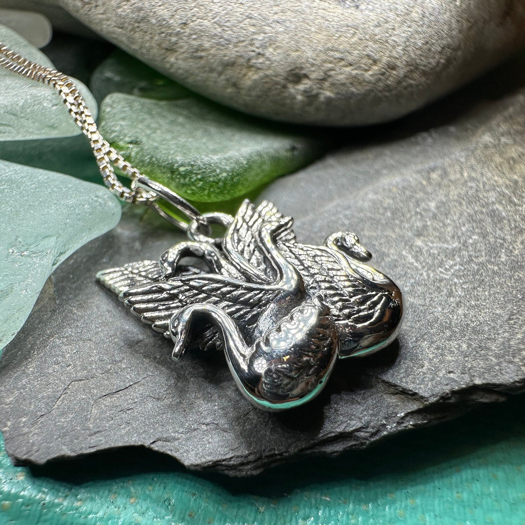 Irish Children of Lir Swan Necklace in Sterling Silver