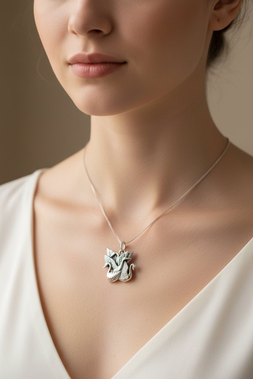 Irish Children of Lir Swan Necklace in Sterling Silver