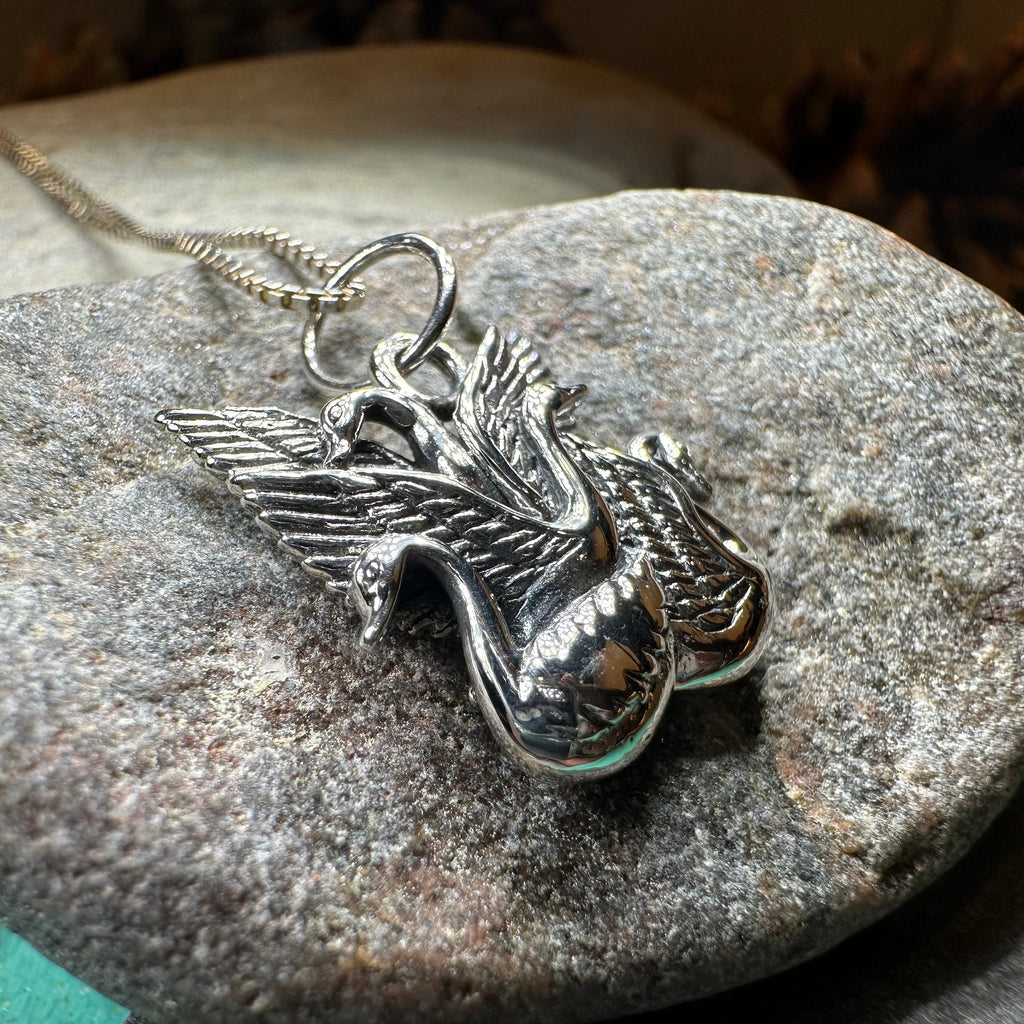 Irish Children of Lir Swan Necklace in Sterling Silver