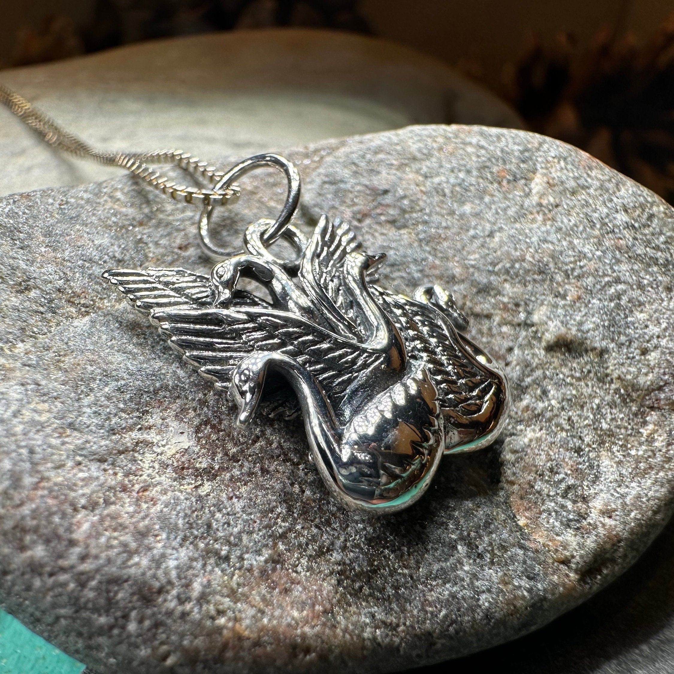 Irish Children of Lir Swan Necklace in Sterling Silver