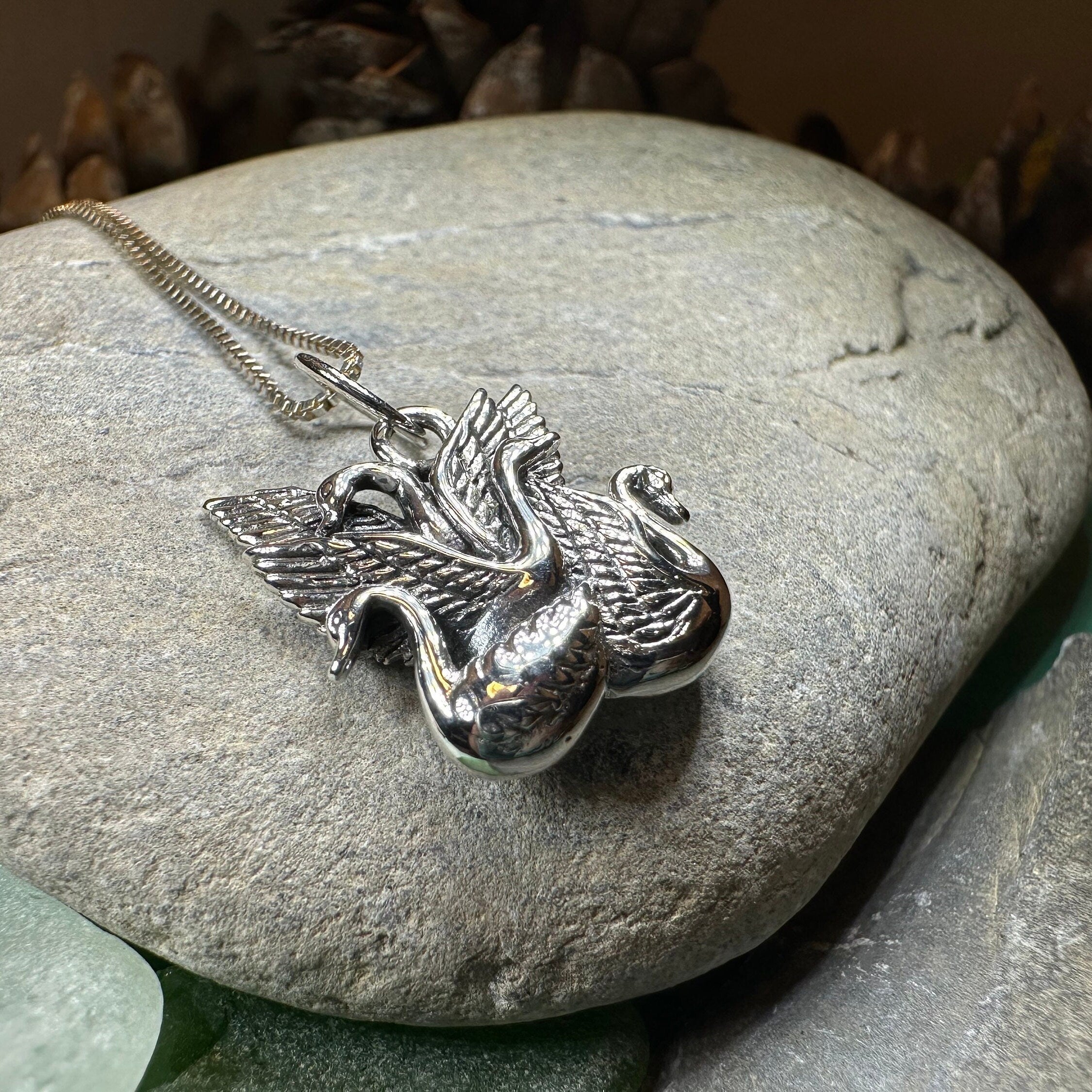 Irish Children of Lir Swan Necklace in Sterling Silver