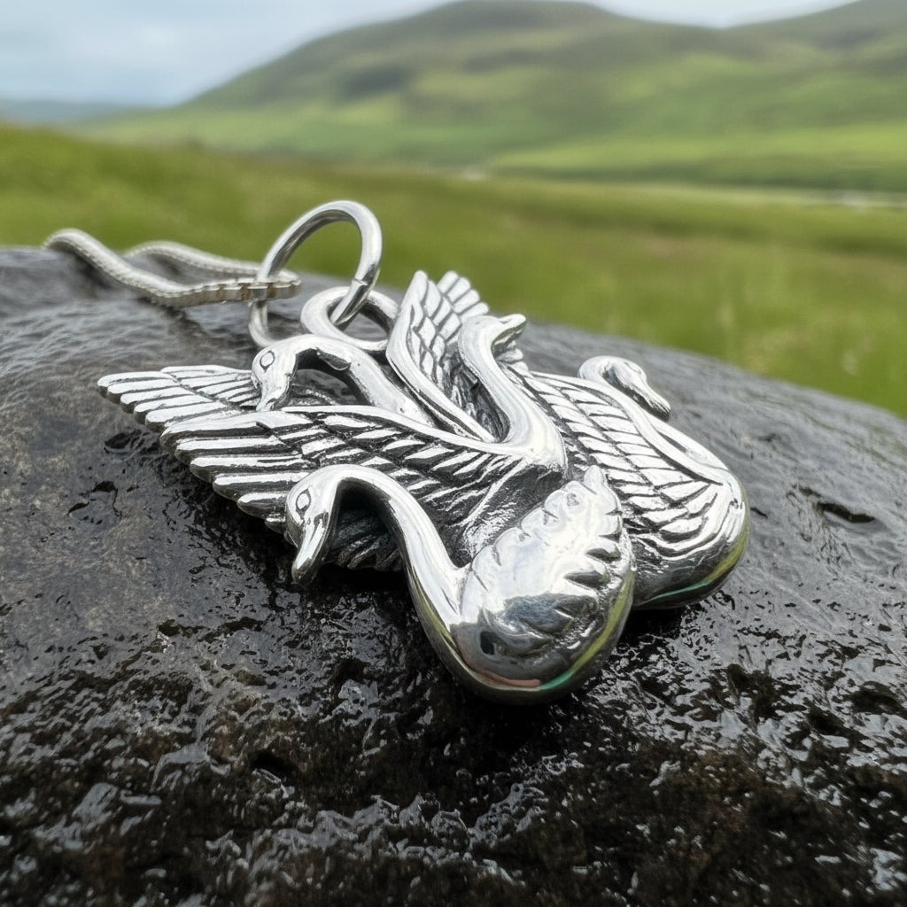 Irish Children of Lir Swan Necklace in Sterling Silver