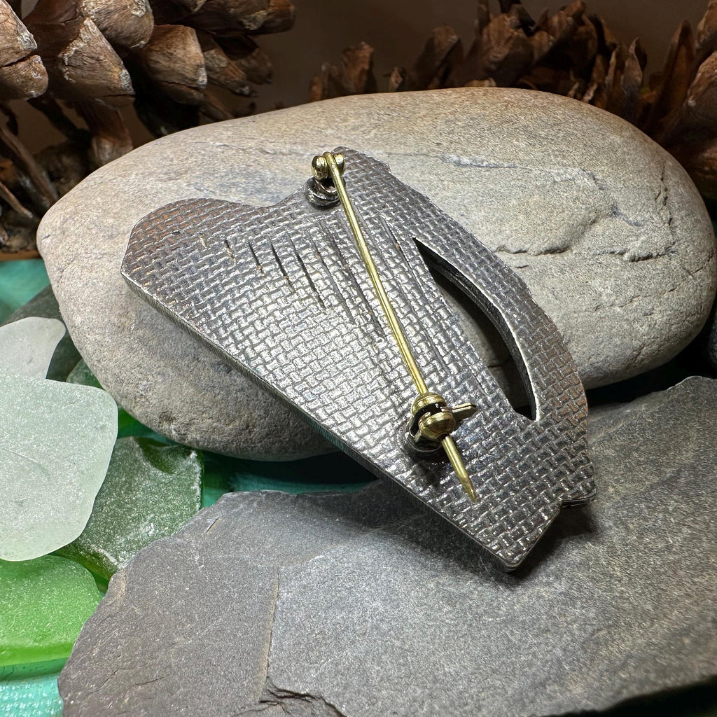Boru Celtic Harp Brooch - Irish Jewelry