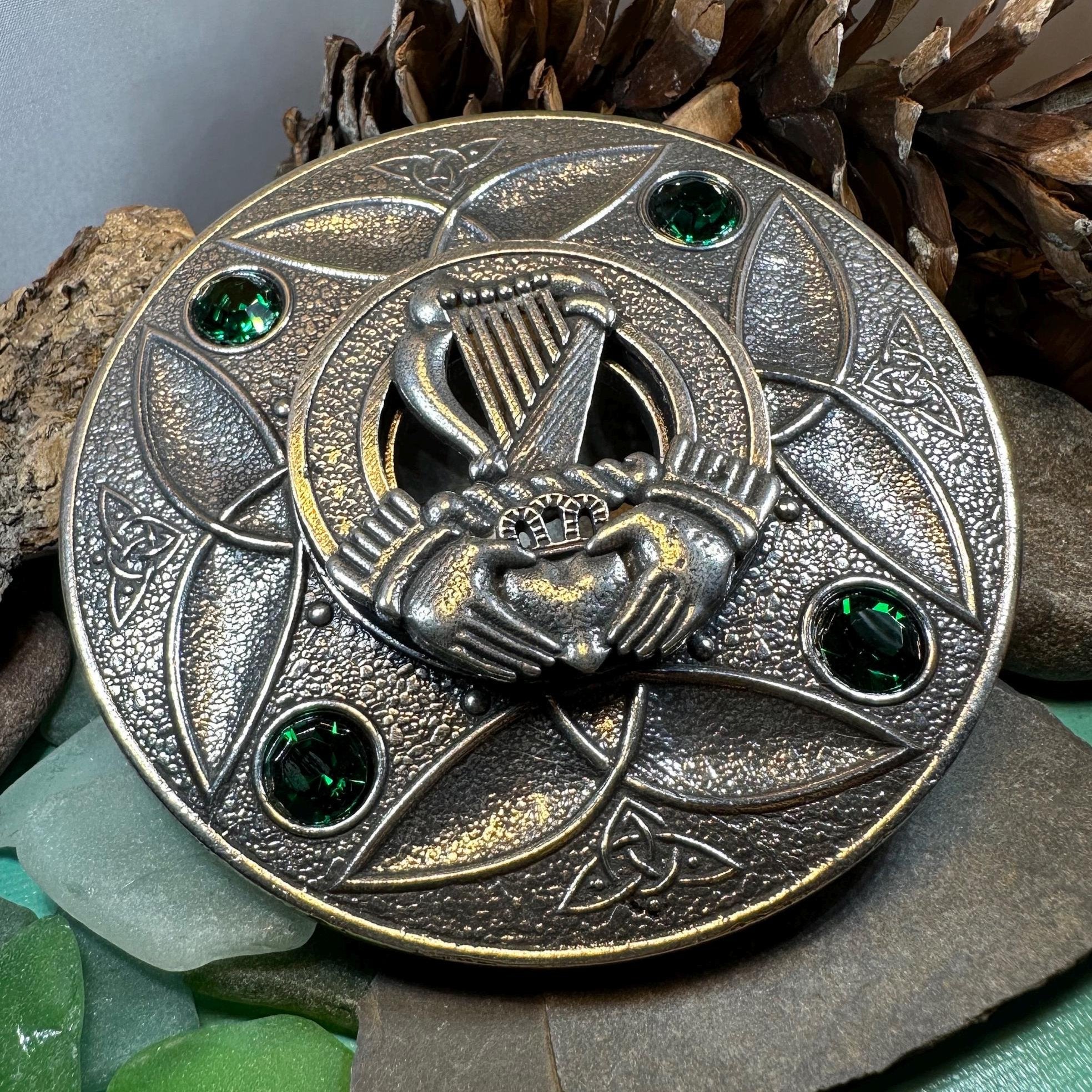 Large Irish Trinity Claddagh Plaid Pin