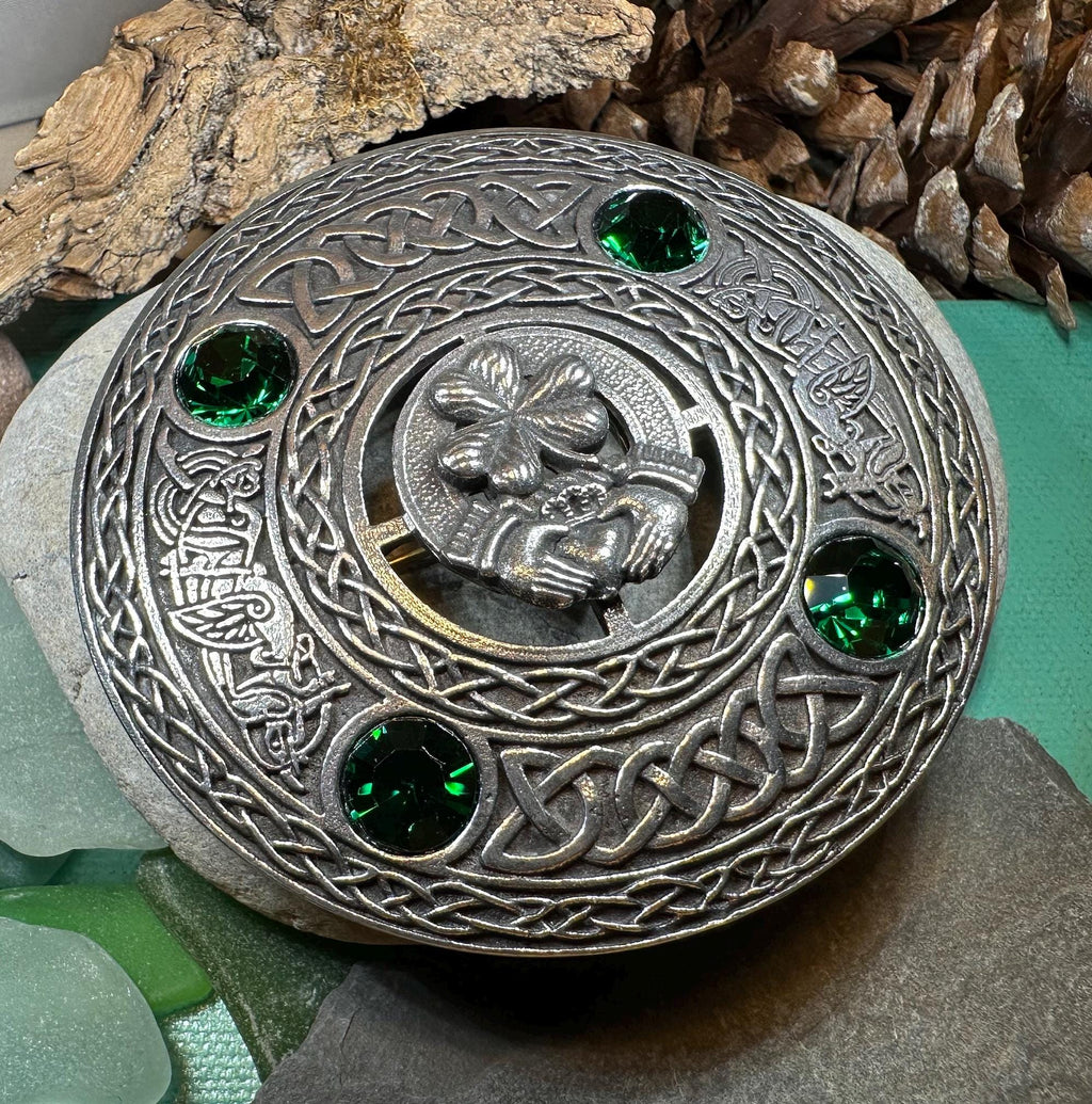 Large Irish Pride Claddagh Plaid Pin