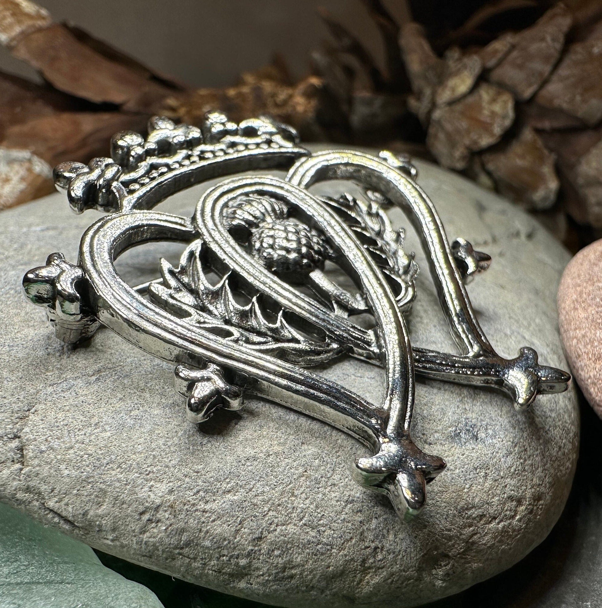 Pewter Thistle Luckenbooth Brooch