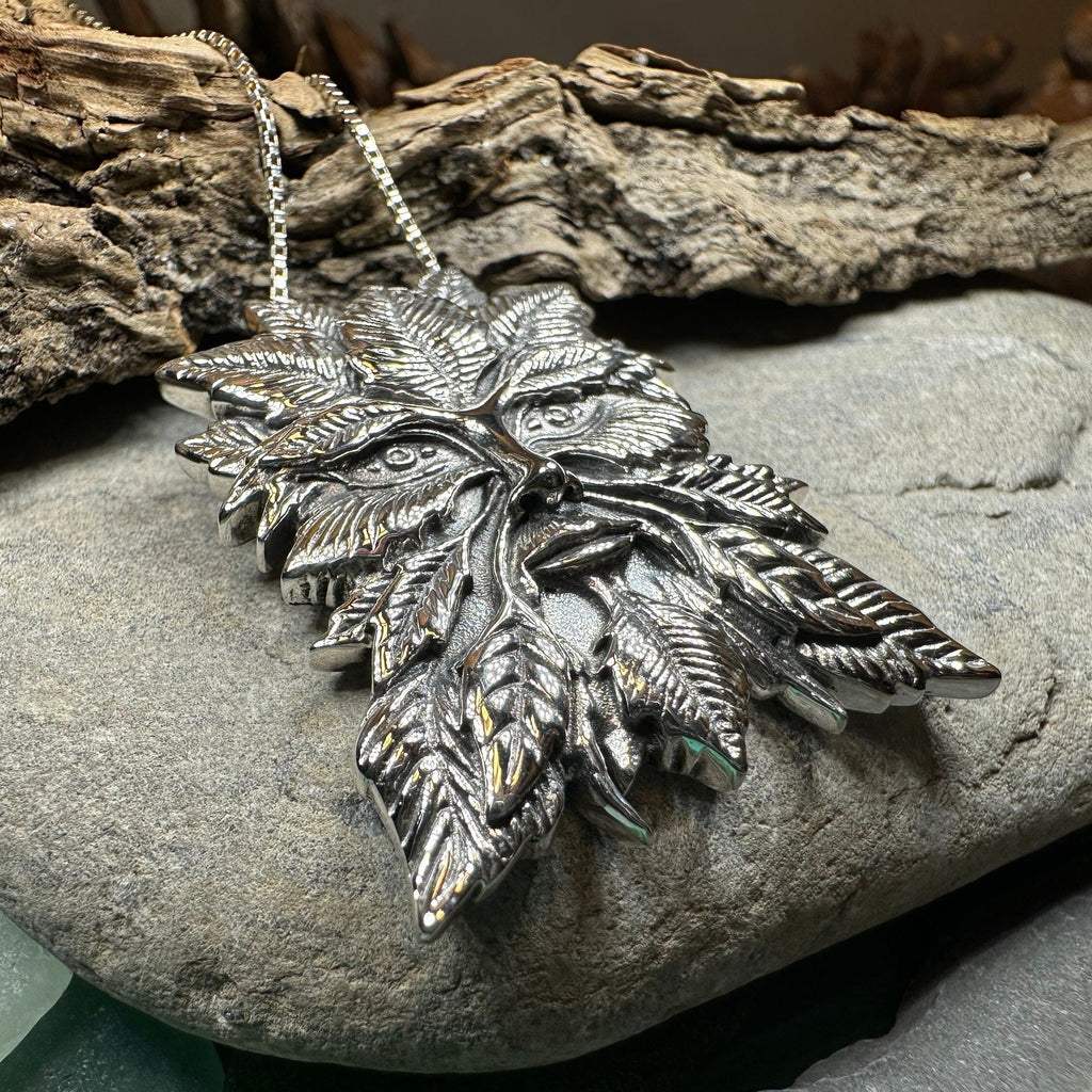 Montgeon Green Man Necklace in Sterling Silver