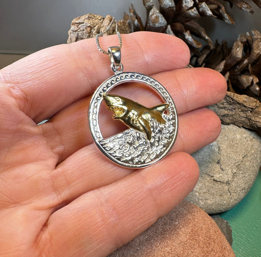 Great White Shark Necklace in Sterling Silver
