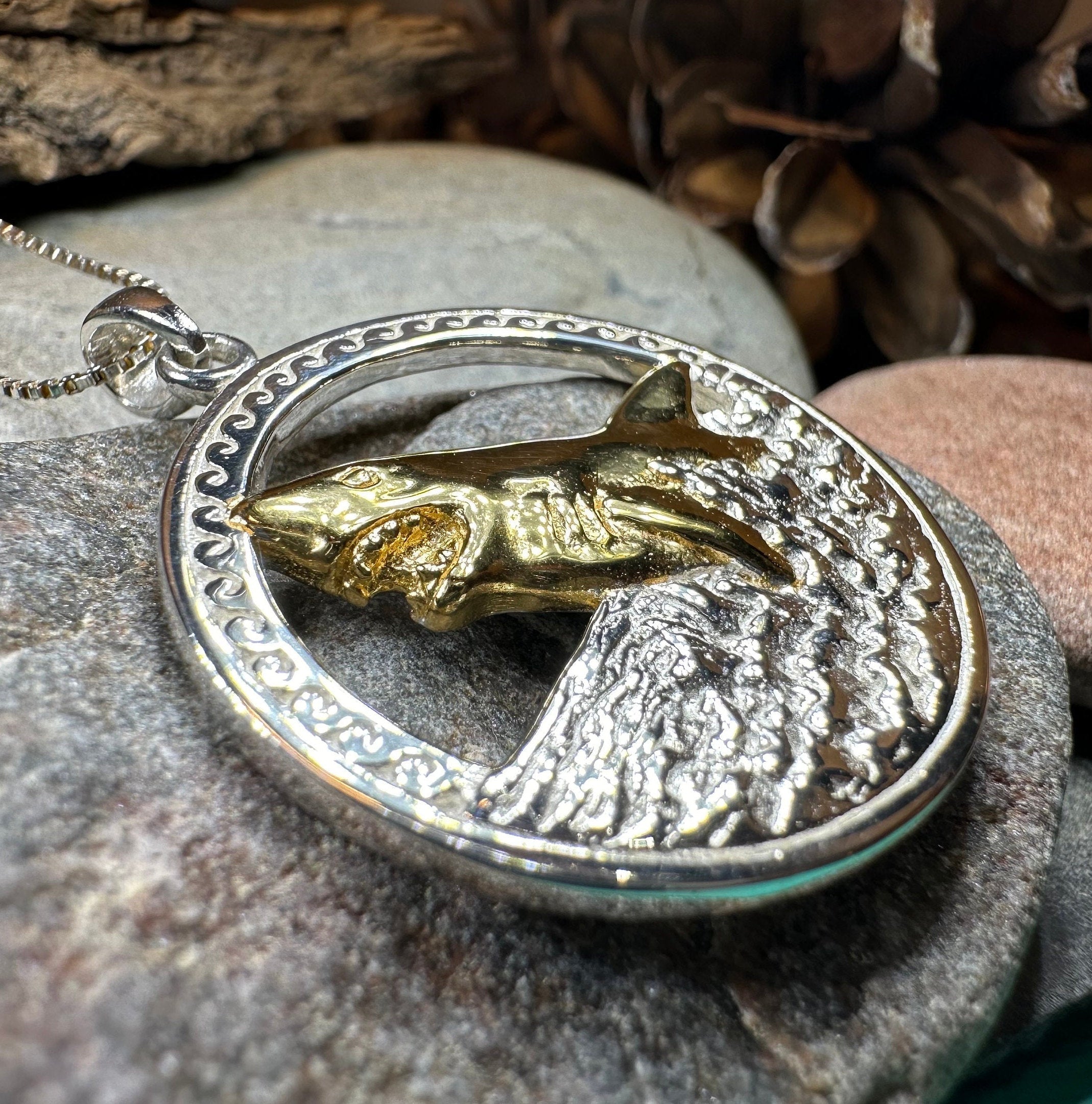 Great White Shark Necklace in Sterling Silver