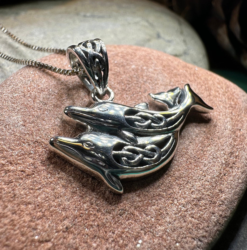 Always Together Celtic Dolphin Necklace in Sterling Silver