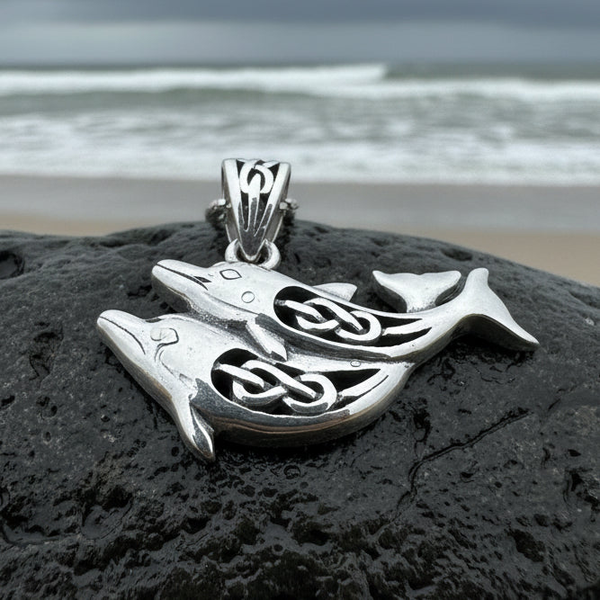 Always Together Celtic Dolphin Necklace in Sterling Silver