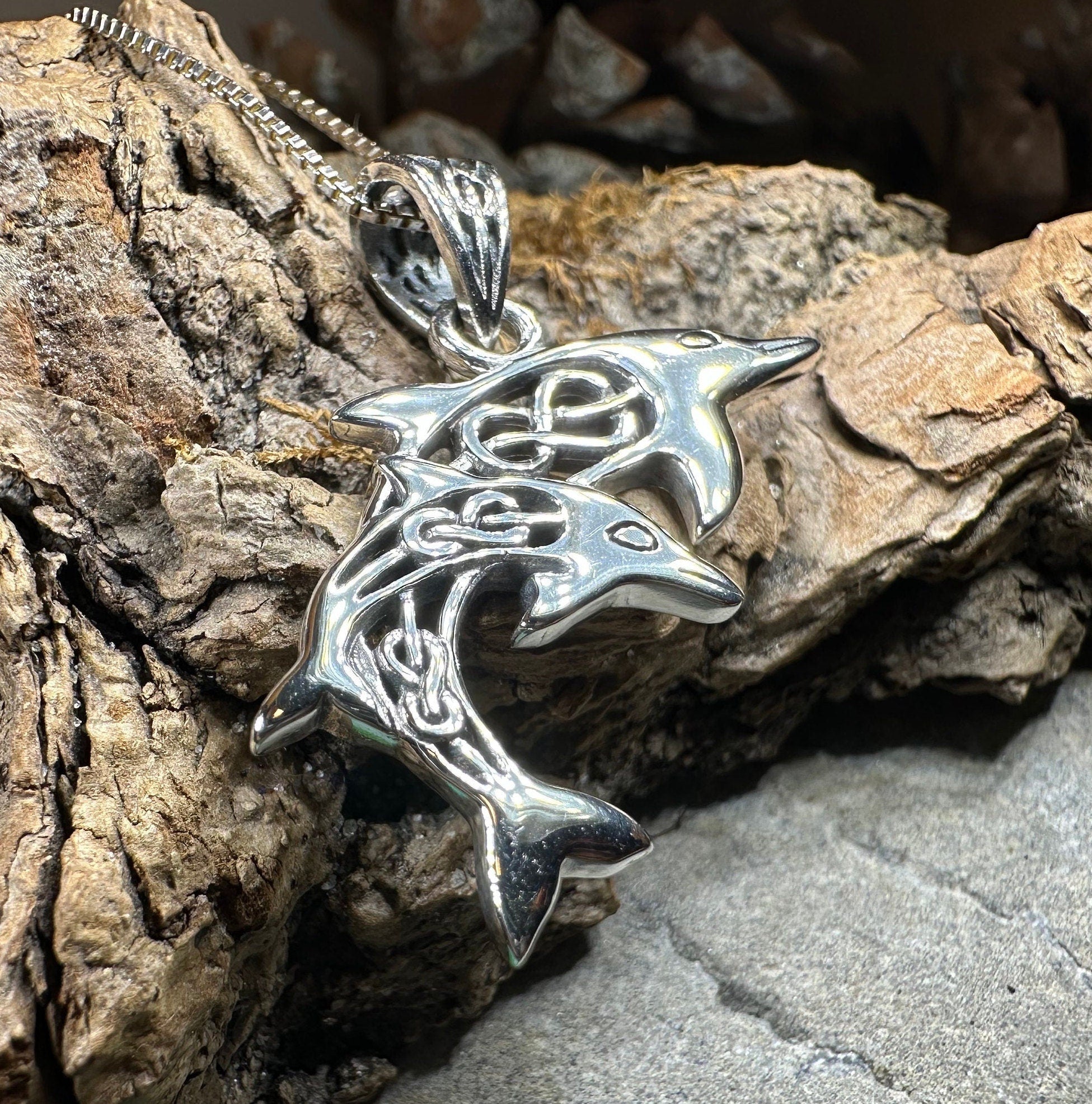 Unity Celtic Dolphin Necklace in Sterling Silver