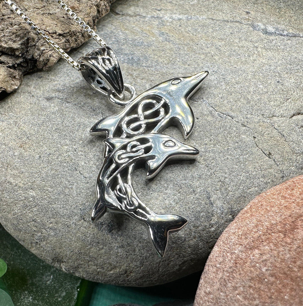 Unity Celtic Dolphin Necklace in Sterling Silver