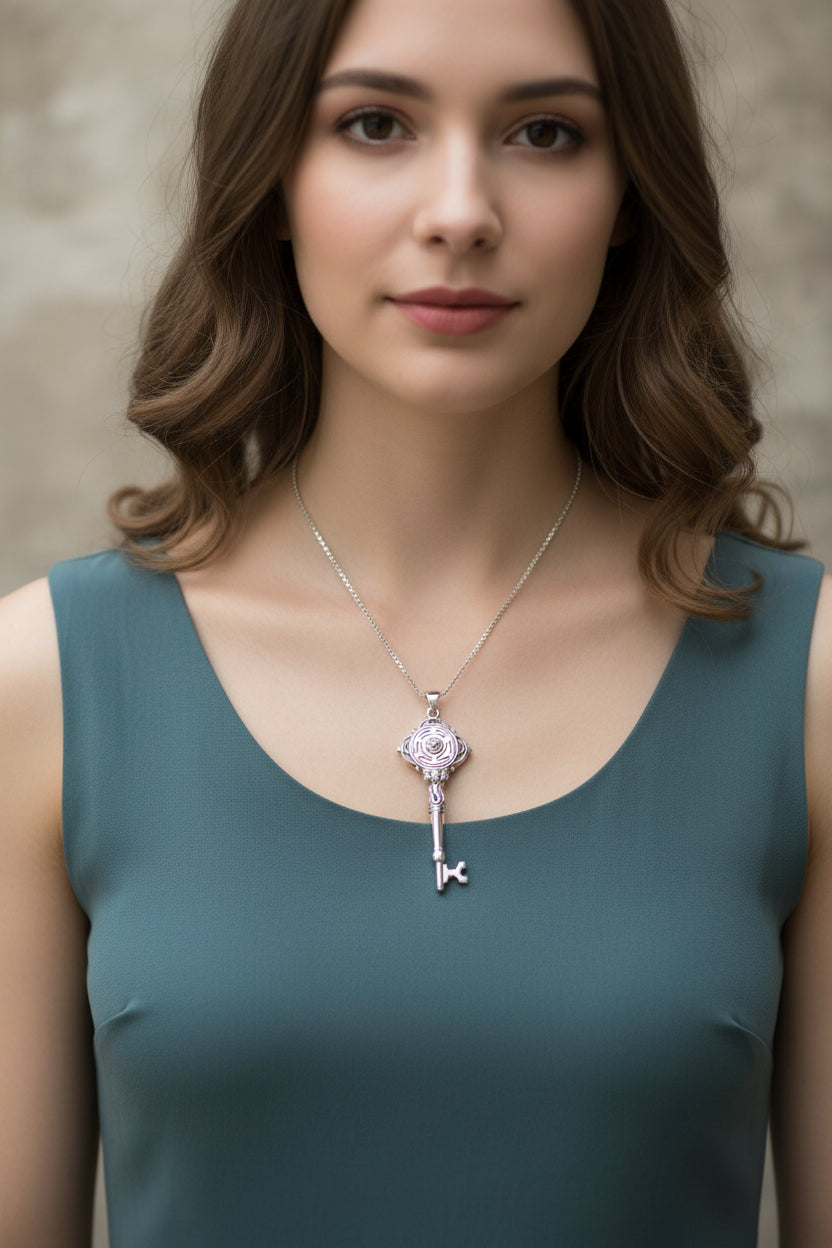Hecate Key Necklace in Sterling Silver