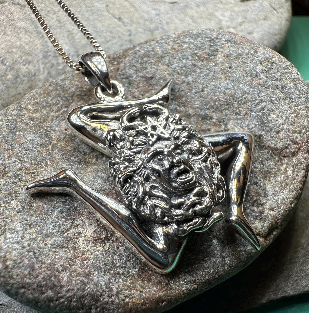 Sicilian Trinacria Triple Spiral Necklace in Sterling Silver