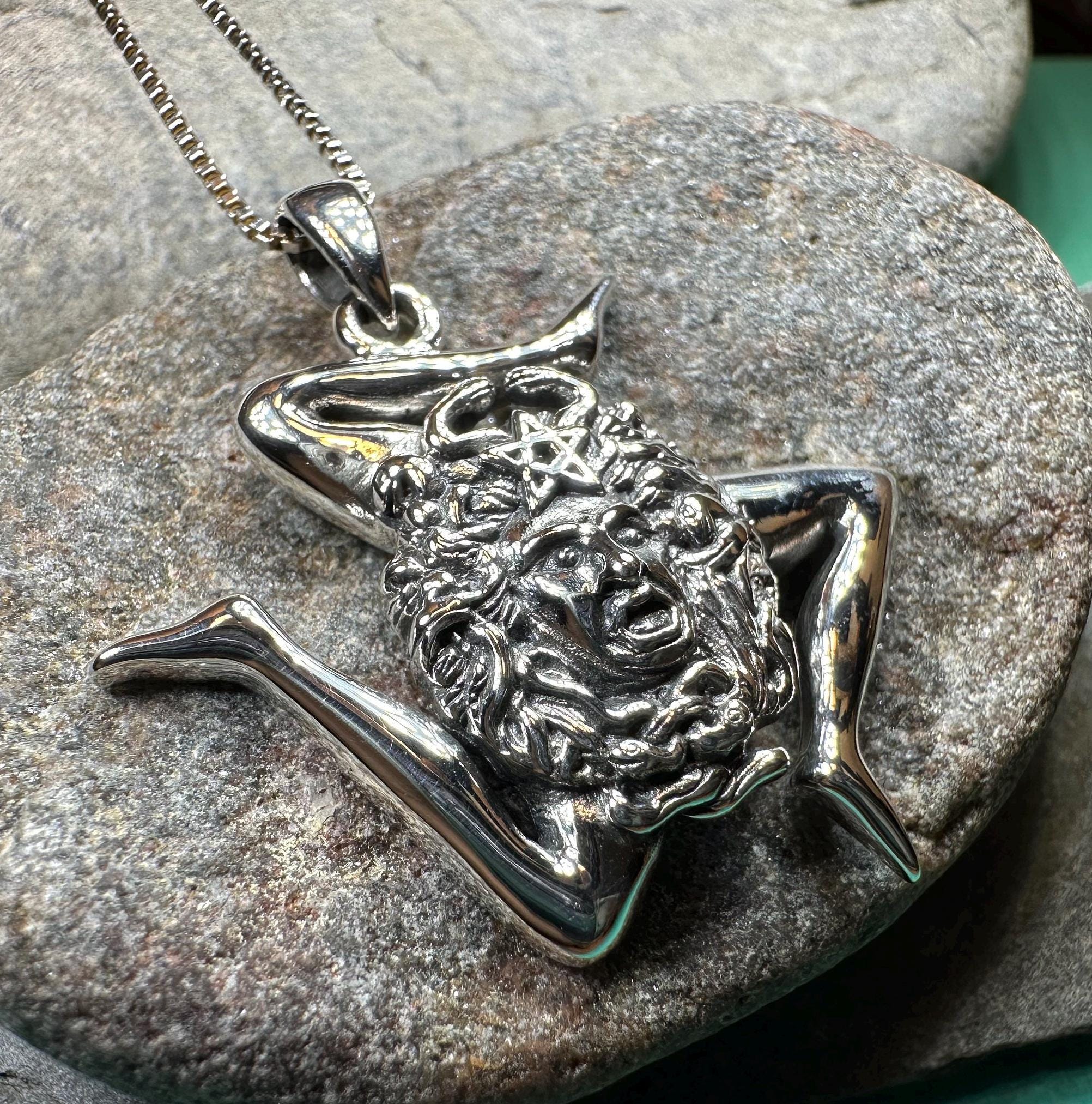 Sicilian Trinacria Triple Spiral Necklace in Sterling Silver