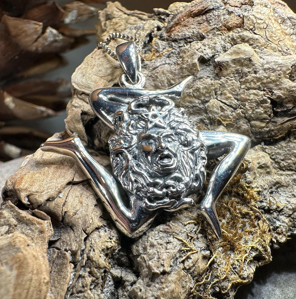 Sicilian Trinacria Triple Spiral Necklace in Sterling Silver