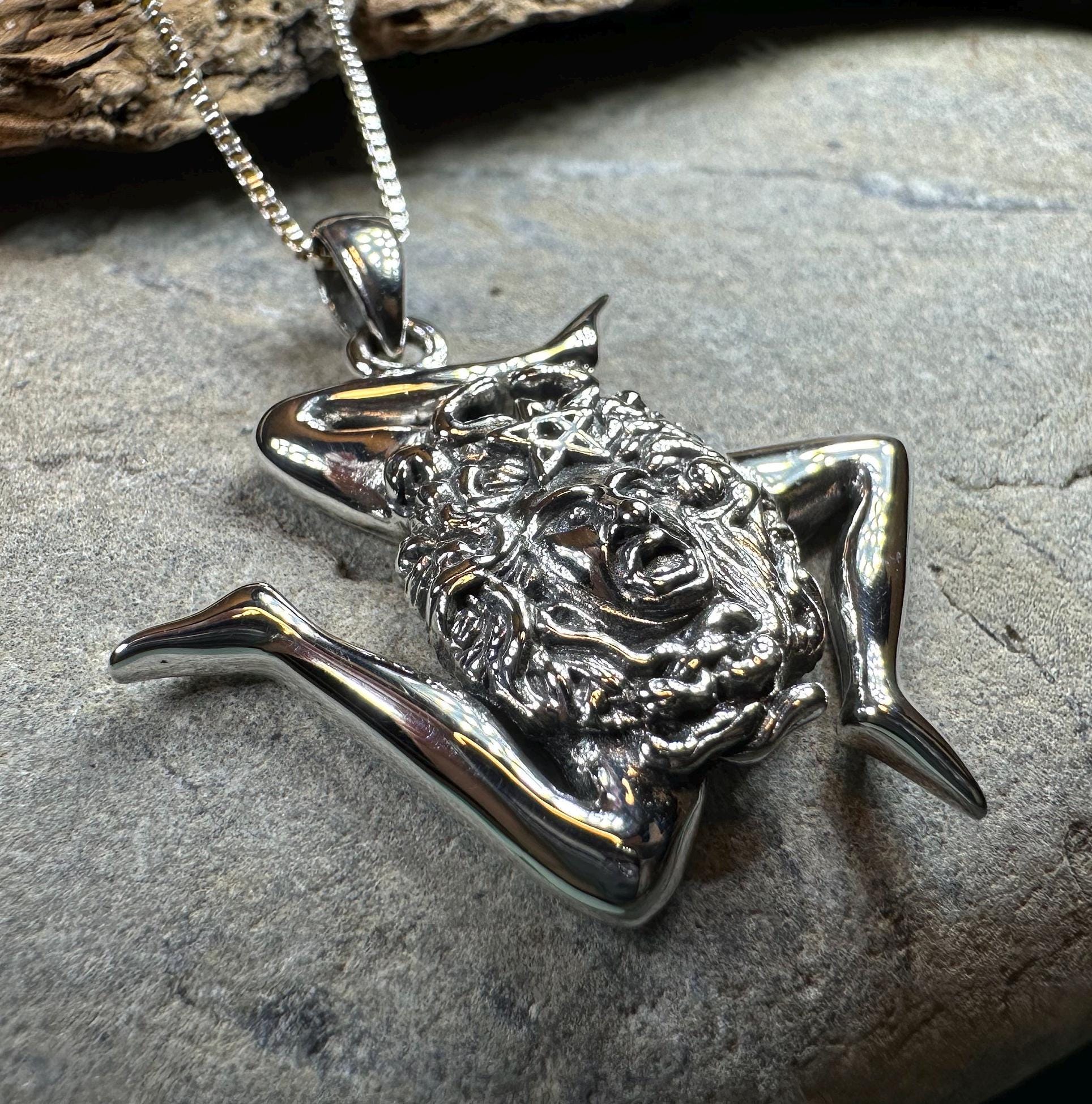 Sicilian Trinacria Triple Spiral Necklace in Sterling Silver