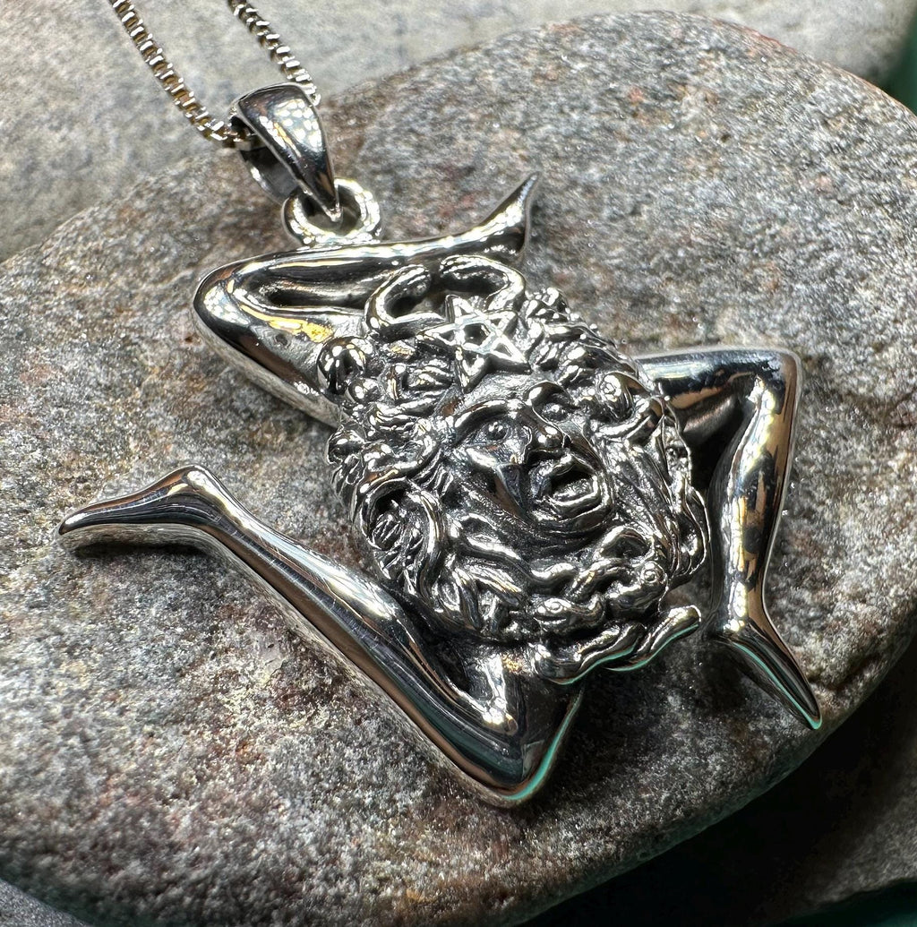 Sicilian Trinacria Triple Spiral Necklace in Sterling Silver