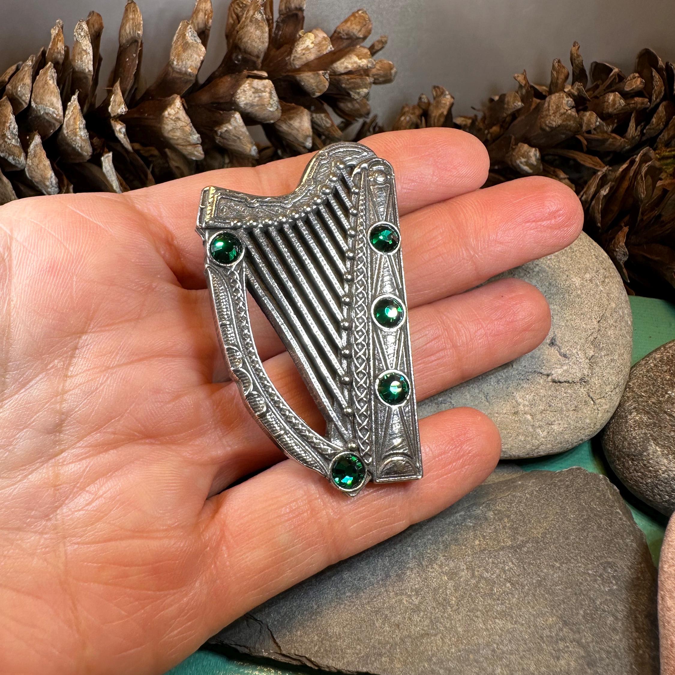 Boru Celtic Harp Brooch - Irish Jewelry