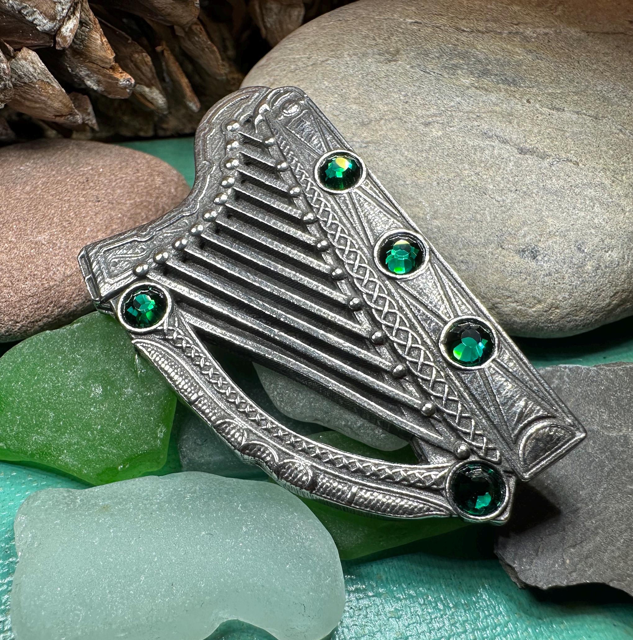 Boru Celtic Harp Brooch - Irish Jewelry