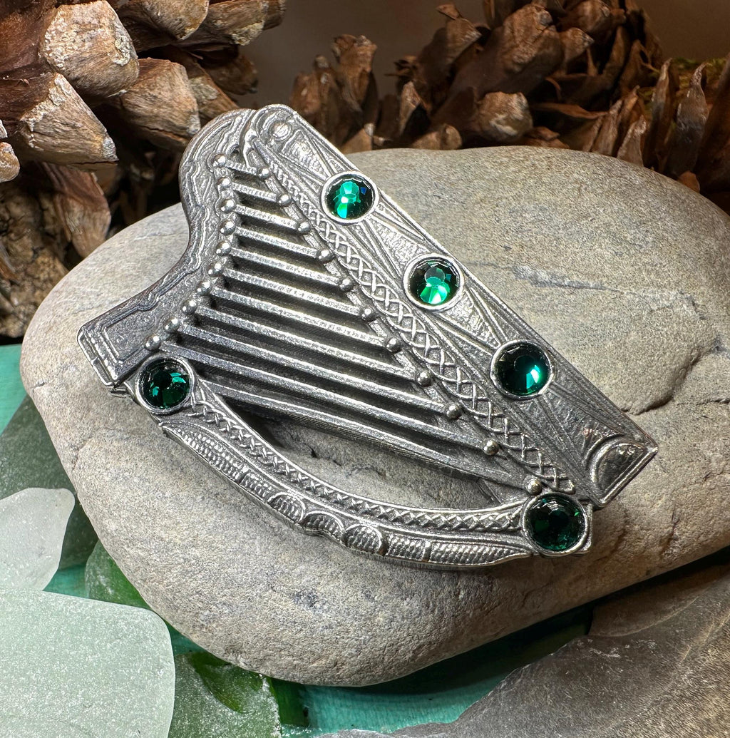 Boru Celtic Harp Brooch - Irish Jewelry