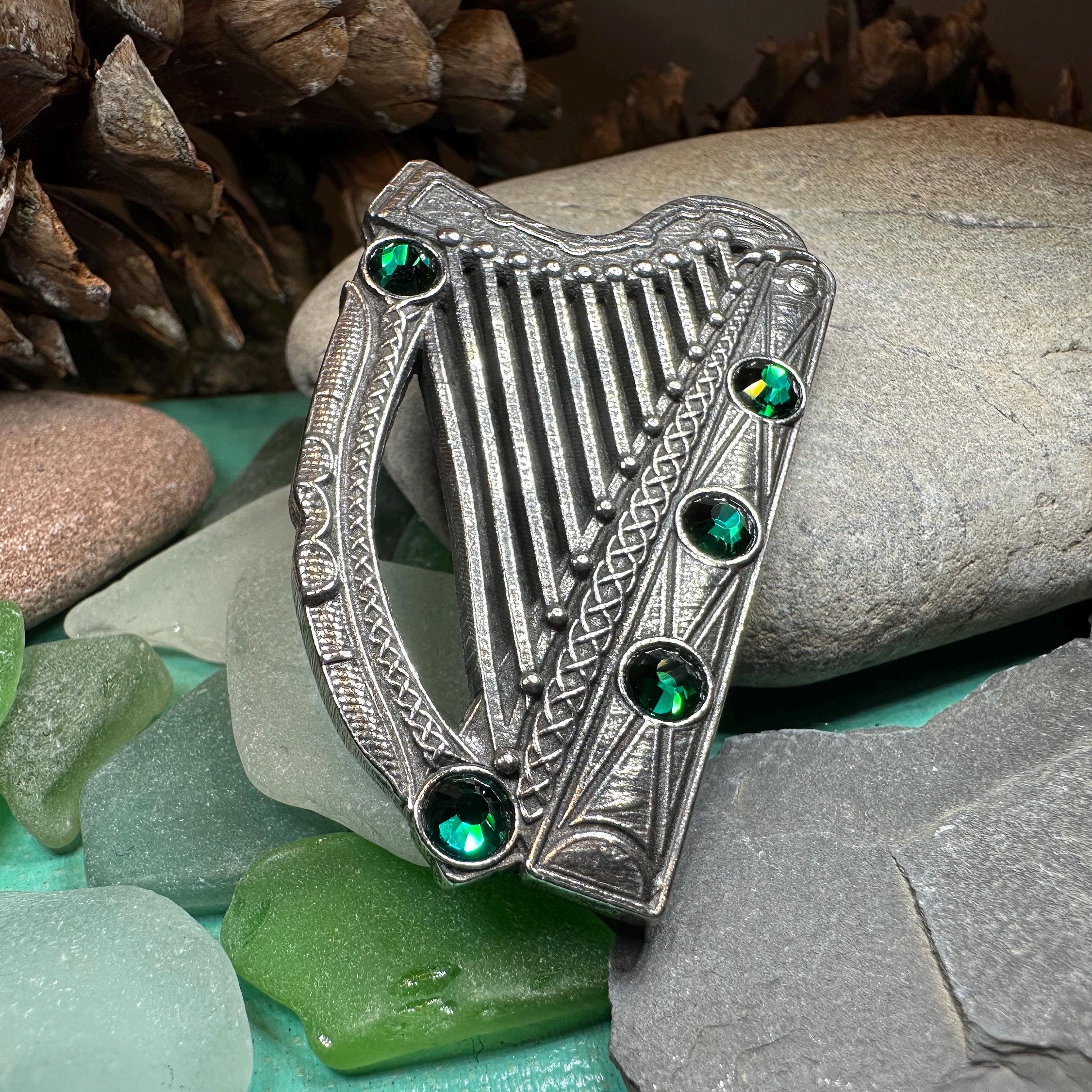 Boru Celtic Harp Brooch - Irish Jewelry