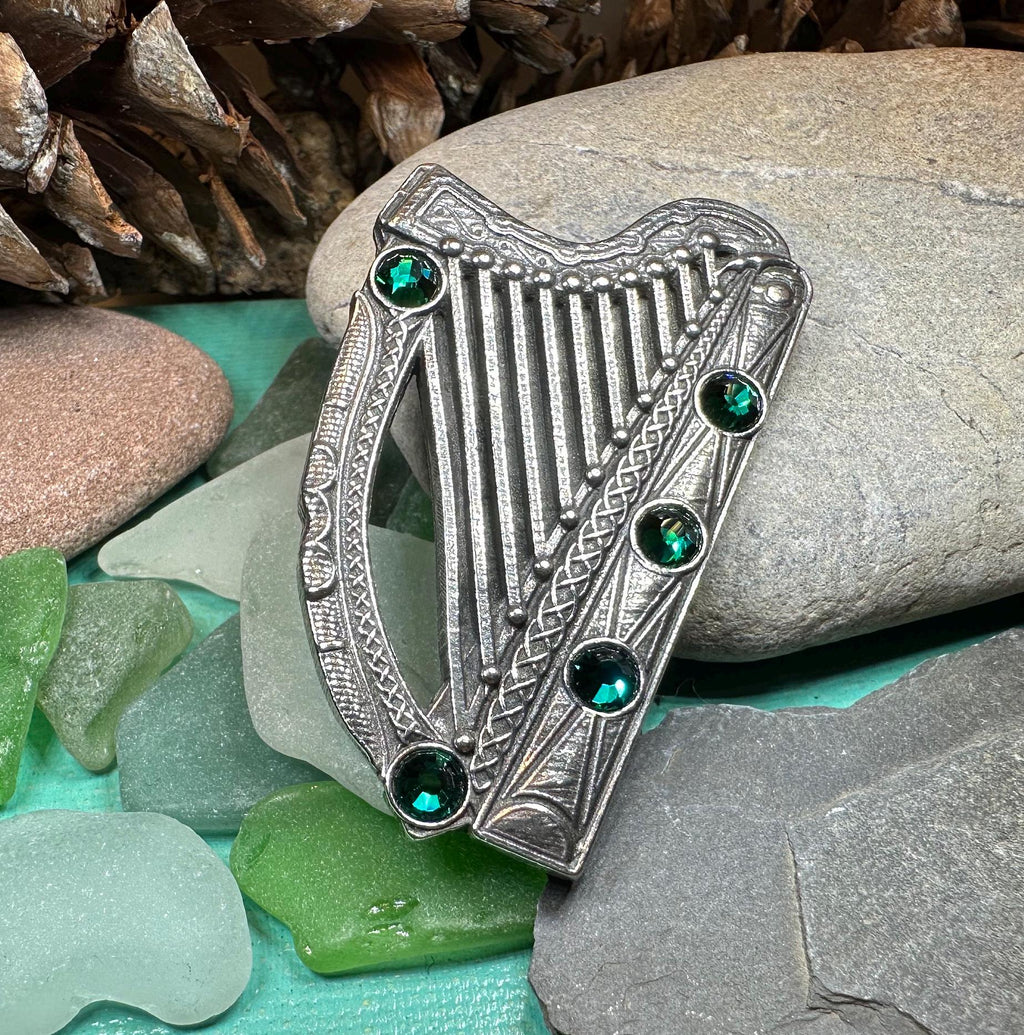 Boru Celtic Harp Brooch - Irish Jewelry