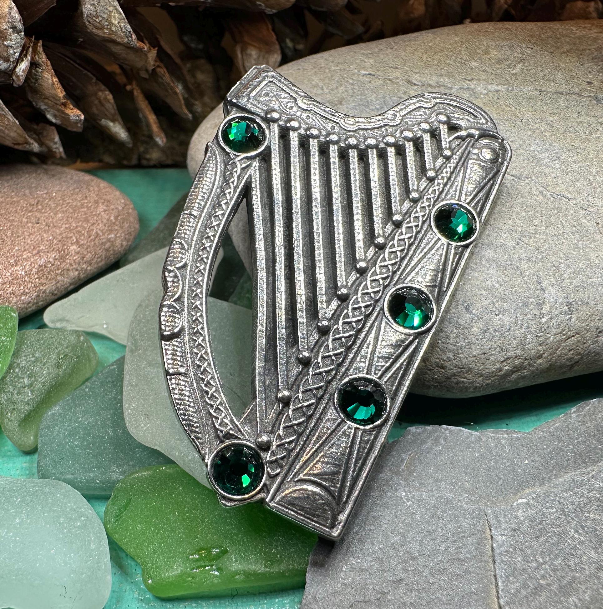 Boru Celtic Harp Brooch - Irish Jewelry