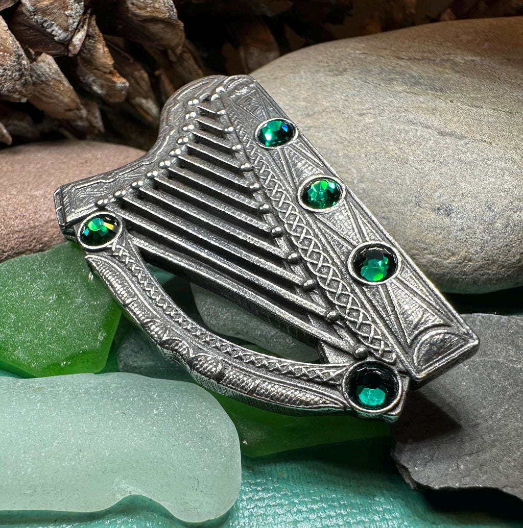 Boru Celtic Harp Brooch - Irish Jewelry