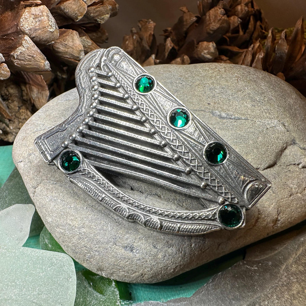 Boru Celtic Harp Brooch - Irish Jewelry