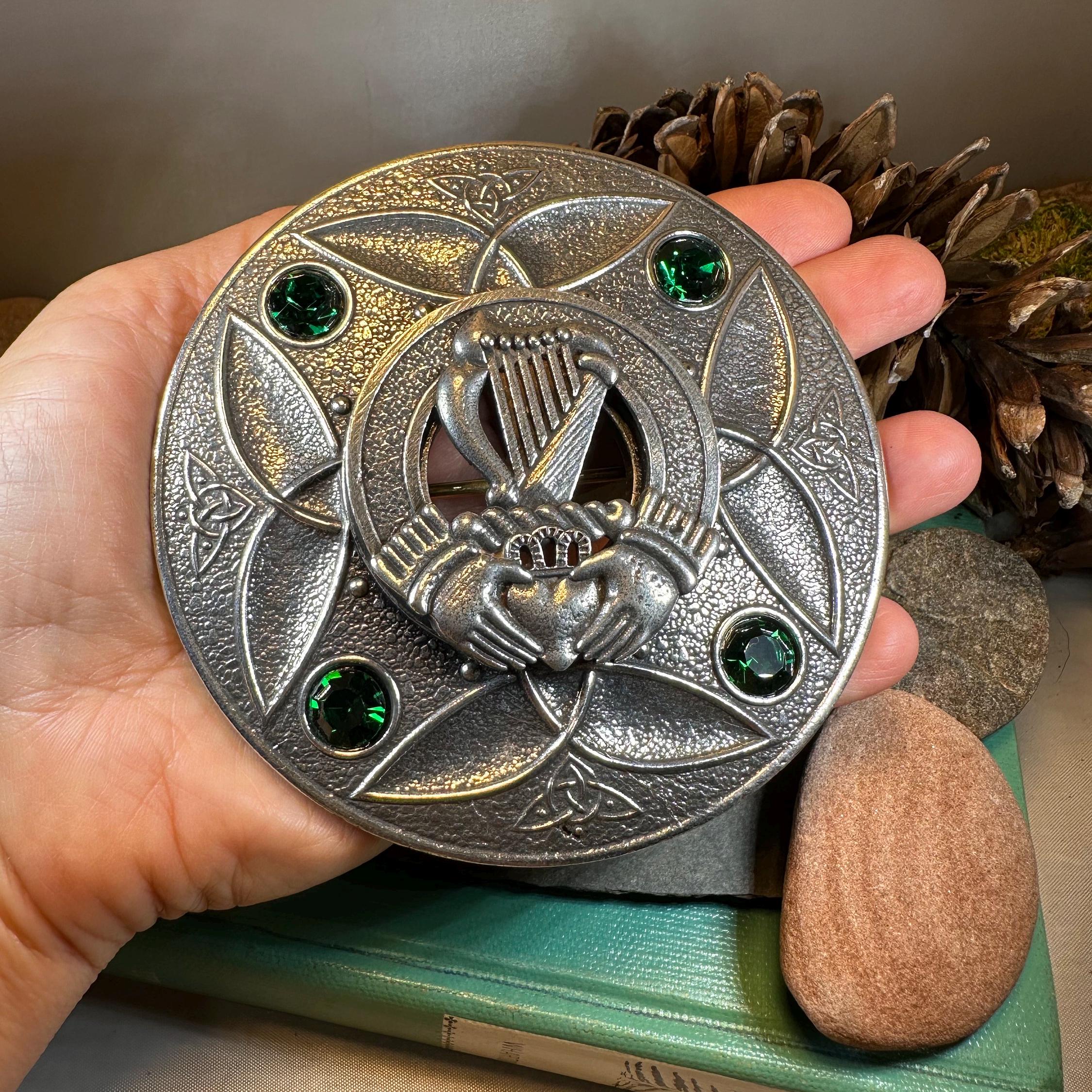Large Irish Trinity Claddagh Plaid Pin