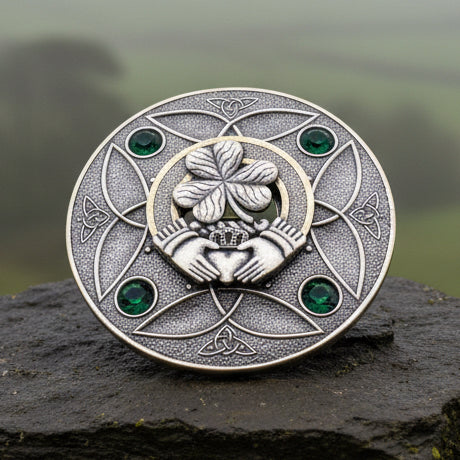 Large Irish Trinity Claddagh Plaid Pin