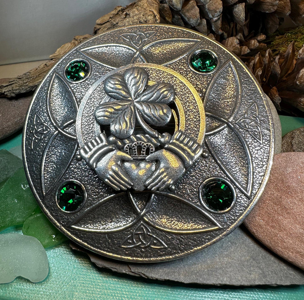 Large Irish Trinity Claddagh Plaid Pin